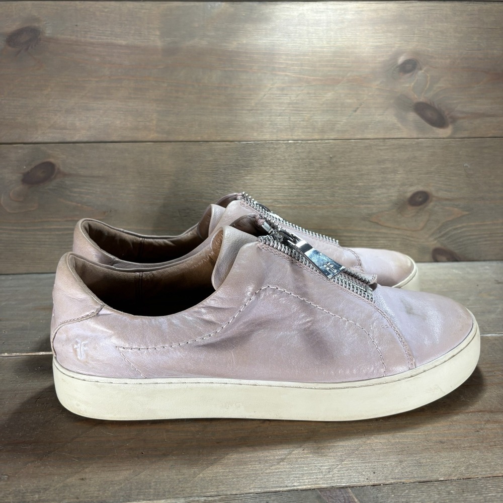 Frye Lena Zip Low Womens size 10 shoes pink Leather Platform sneakers